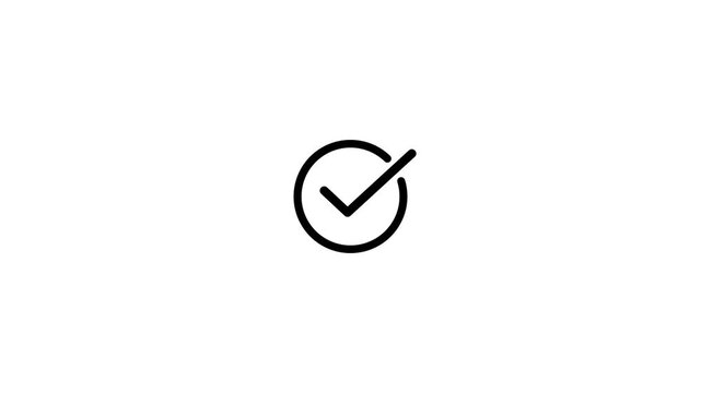 Right Check Mark Icon Animation on Black Background. Tick Mark Icon Animation.