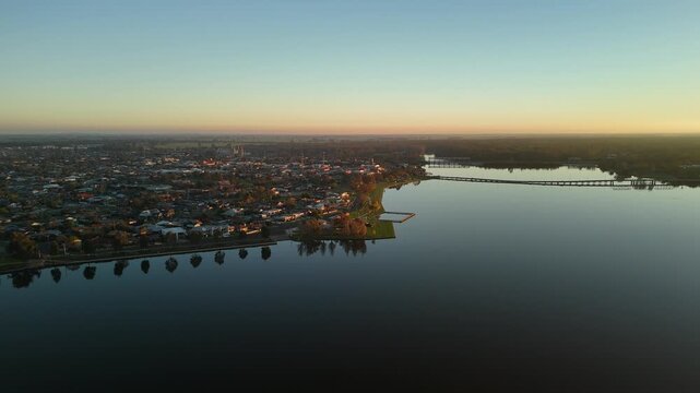 Sunset over the lake Mulwala