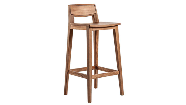 High wooden bar stool chair furniture isolated on transparent background cut out