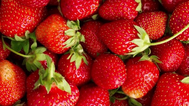 Fresh Ripe Red Strawberries Heap Background for Healthy Food Concept