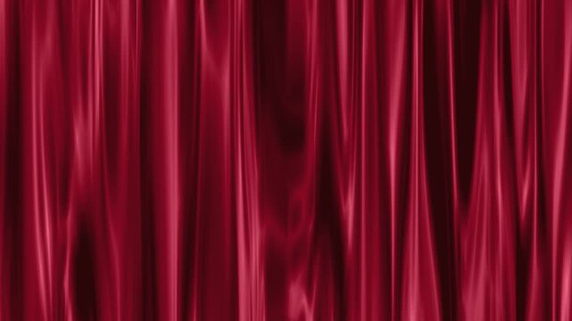 Elegant ruby red velvet curtain waving gently with cinematic lighting and silky fabric motion.
