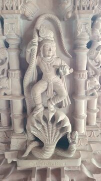 Intricate Stone Carvings and Architecture Details of Traditional Hindu Temple in India