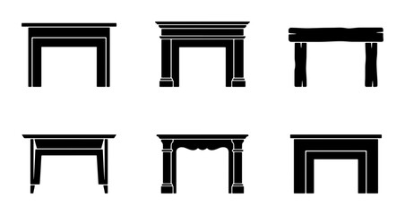 Fototapeta premium Fireplace Mantels, Architectural Elements, Vector Icons, Home Decor, Interior Design, Furniture Set