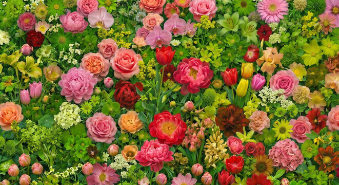 敷き詰められた鮮やかな花々