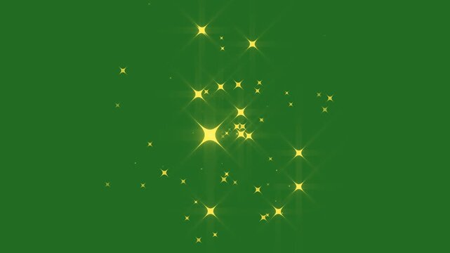 Luxury golden spark starburst sparkle, glowing stars with blinking shine rays and magical glitter light effects, cinematic glitter explosion, shiny starburst effect for transition, green screen 4k