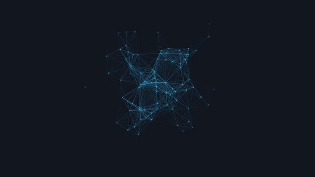 Blue futuristic network of glowing nodes and connections
