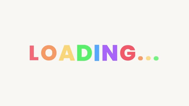 Colorful loading text animations with multicolored letters ellipses