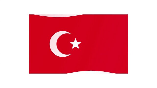 Three waving red flags with white crescent moon with video displays