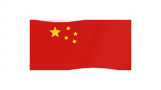 Three waving red flags with waving horizontally synchronized