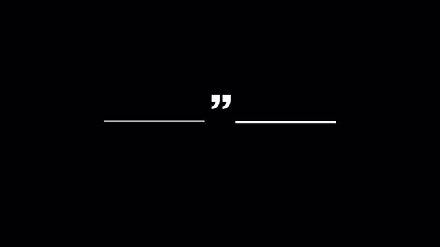 Horizontal Line Animation With Animated Quotation Marks on Transparent Background. Quote Reveal Motion Graphic, Testimonial Template Background, Clean Divider Lines in 4K With Alpha Channel