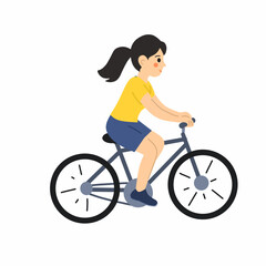 Fototapeta premium Girl with bycicle vector flat design illustration