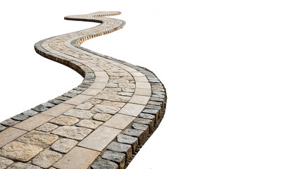 Winding stone paved path road walkway walkway isolated on transparent background © Pavel