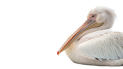 Profile portrait of white pelican bird head isolated on transparent background © Pavel