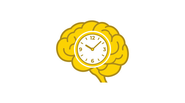 Brain clock icon, isolated on transparent background