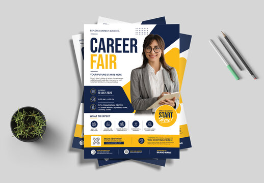 Career Fair Flyer Template with Professional Job Expo Event