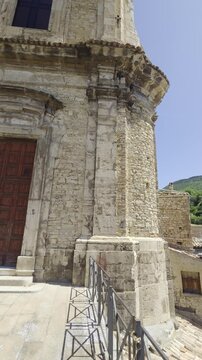 View of the historic district of Bomba, a mountain town in the mountains of Abruzzo.