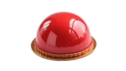 Gourmet red glazed dome cake luxury french pastry isolated on transparent background © Hanna