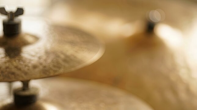Abstract Golden Drum Cymbals Bokeh Background with Soft Light