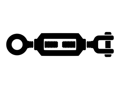Industrial Turnbuckle Silhouette Icon with Jaw and Eye Ends