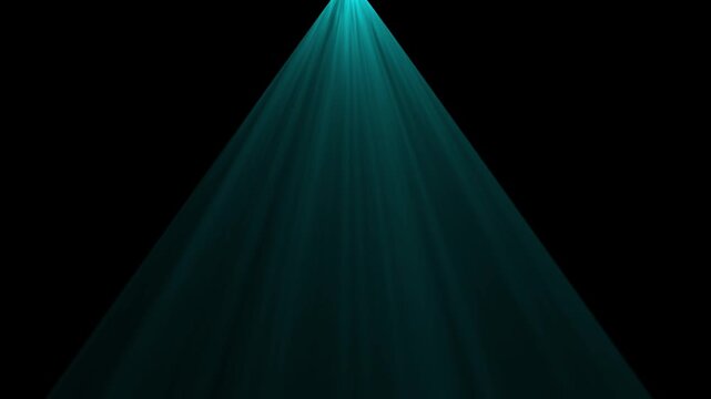 Cyan color light from top on black screen for or spotlight effects. 4k video