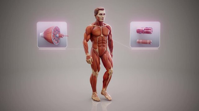 Complete Human Muscular System Walking Medical Anatomy Animation