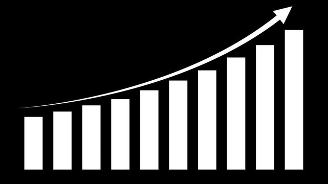Growth, arrow up concept on the colorful background. Finance, Bar graph going up. Graph with rising up arrow and bar stats animation. Animation of 4k video. 