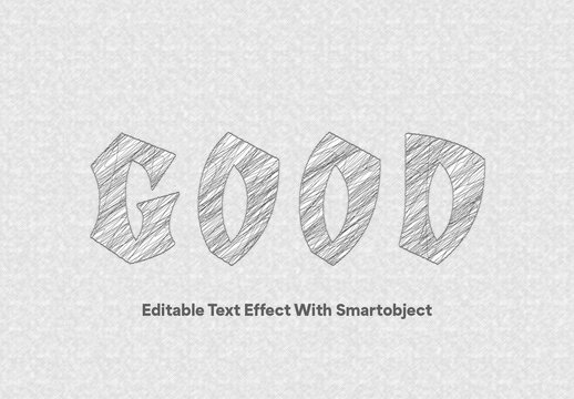 Hand Drawn Sketch Text Effect Template with Pencil Scribble