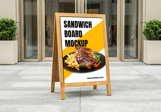Wooden Sandwich Board Mockup Template