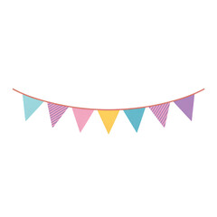 Fototapeta premium Colorful party bunting flags garland isolated on transparent background