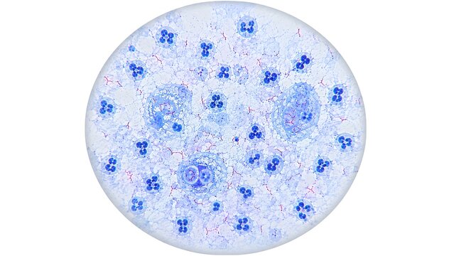 Ziehl&ndash;Neelsen Stain Showing Acid Fast Bacilli in Tuberculosis Sputum Photomicrograph