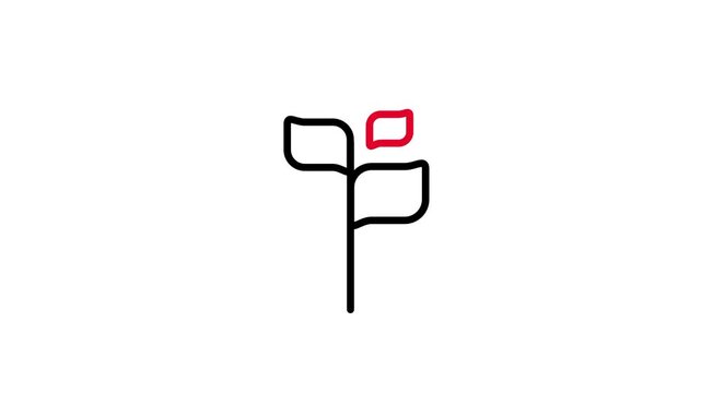 A simple black flag outline icon standing beside a smaller red flag outline shape on a clean white background symbolizing milestones or checkpoints