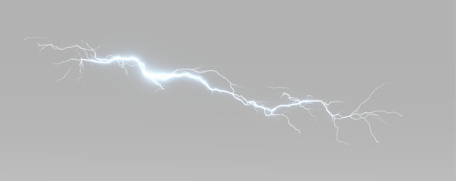 Electric arc lightning bolt with realistic glowing discharge for electricity and storm concepts