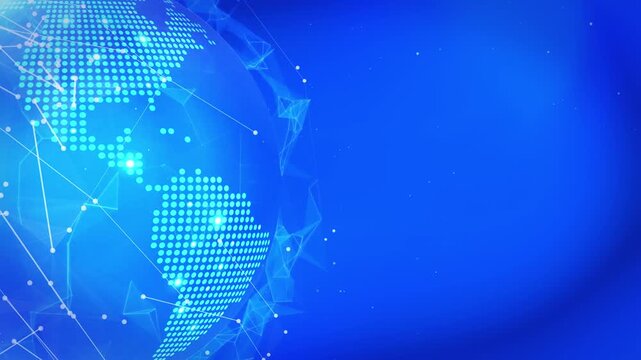 Artificial Intelligence Global World Network Background with Digital Earth on Bright Blue Technology Gradient
