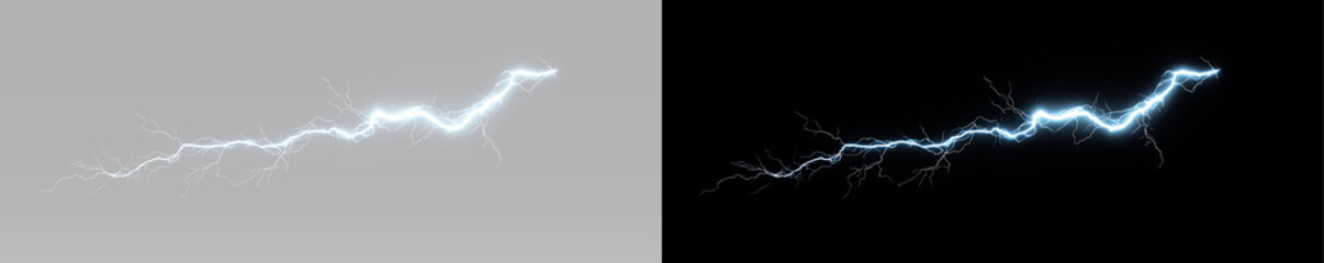 Fototapeta premium Electric voltage lightning arc with realistic glowing strike for storm electricity and power design