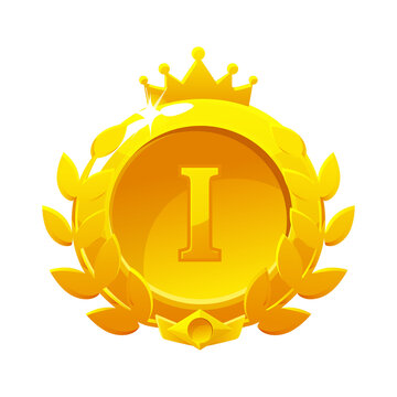 Gold Laurel Medal Badge First Place on a transparent background