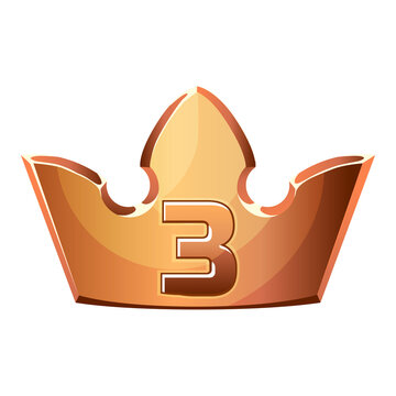 Bronze Crown Number Three Award Icon on a transparent background