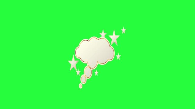 Thought bubble animation with stars on green screen background for creative projects and conceptual cloud