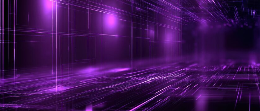 Abstract purple digital grid and lines background