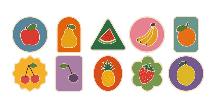 Retro Illustrative Fruit Sticker