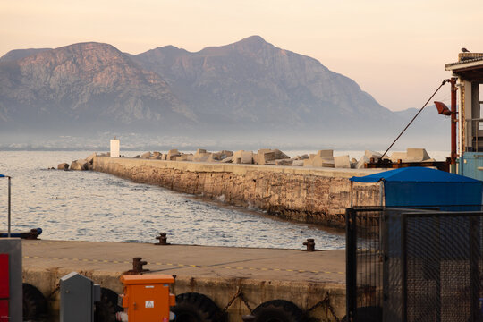 Pier, New Harbor, Hermanus, South Africa at sunset