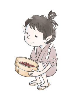 小豆洗いのイラスト