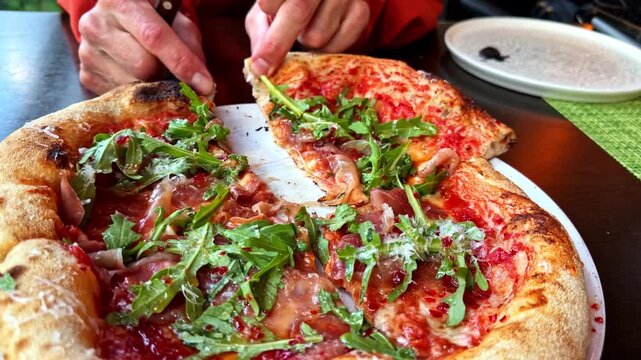 Freshly baked Italian pizza with crisp crust and premium toppings served for casual dining enjoyment.