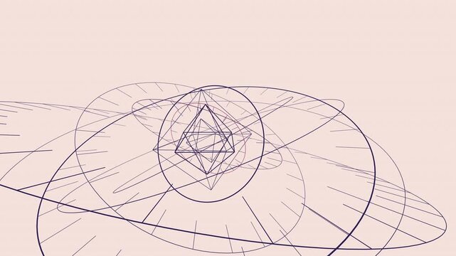 Blush Signal Gyroscopic Colour Monument is a seamless abstract motion background built as gyroscopic colour monument, with cropped radial construction, massive cropped circular form, and orbital