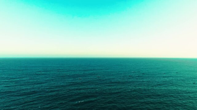 Calm turquoise ocean stretches toward a distant horizon beneath a clear sky near the tropical Ngerenean coastline.