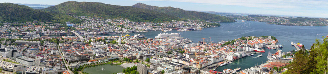 Obraz premium Die norwegische Stadt Bergen aus der Perspektive des Floyen