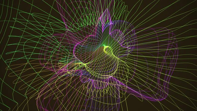 Mesmerizing 4K UHD loop of a glowing gold spherical harmonics morphing through an abstract topology field with cinematic depth. Ideal for corporate background, meditation background. 4K UHD.