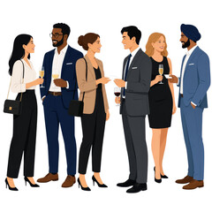 Obraz premium Diverse Business Professionals Networking and Socializing at Corporate Event Isolated