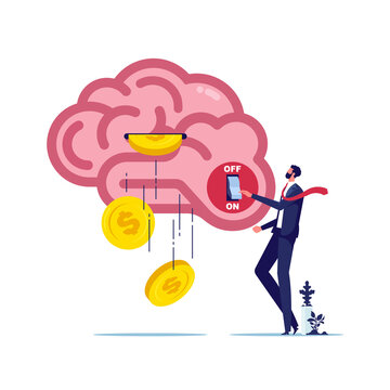 Turn on brain to creativity for make money, thought or concentration, smart thinking or emotional intelligence, mindset, wisdom and knowledge