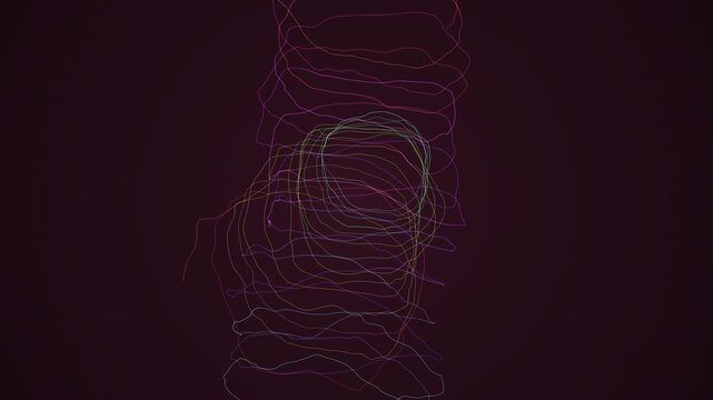 Hypnotic seamless loop of a glowing copper double helix morphing through an abstract topology field drifting in hypnotic slow motion. Ideal for science background, corporate background. 4K UHD.