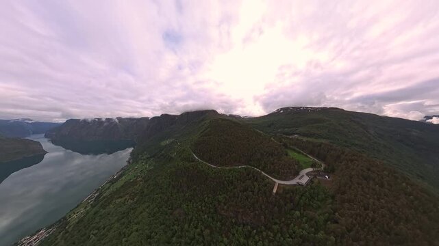 360 VR Aerial view of spring scenery in Norway - Scandinavia